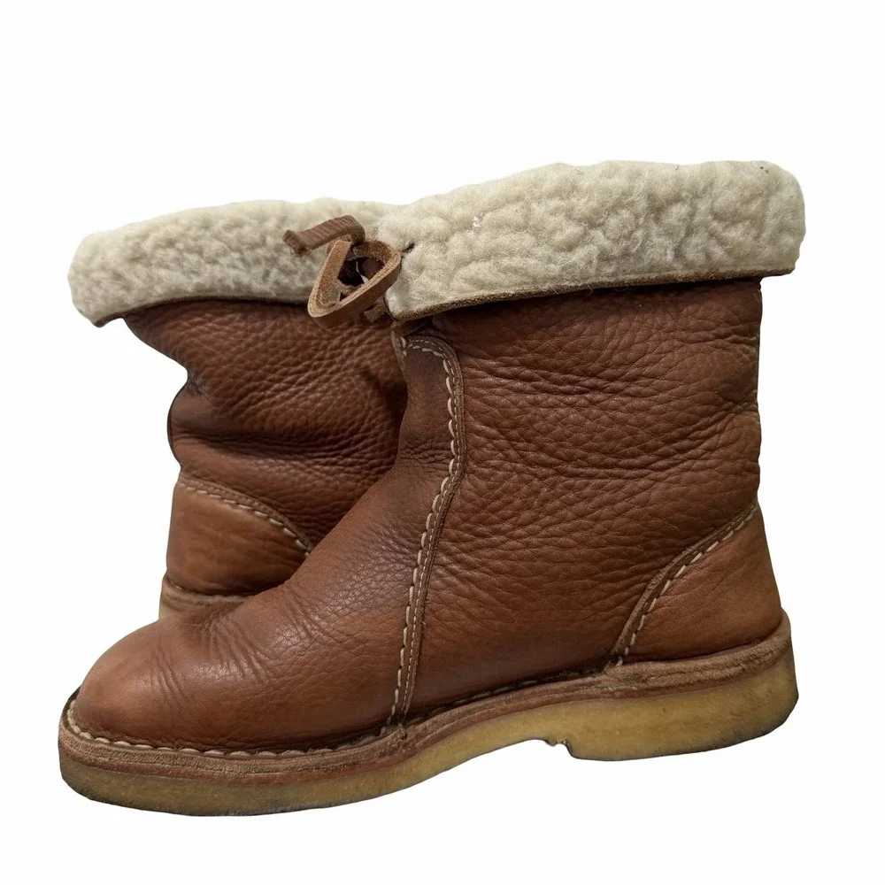 Duckfeet Arhus Shearling Brown Pebbled Leather Boots Womens Size EU 37 US 6.5-7